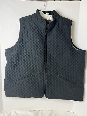 #ad Denim amp;Co Women’s Size 1 X Black Quilted Lined Vest Full Zip Stand Up Collar $16.99