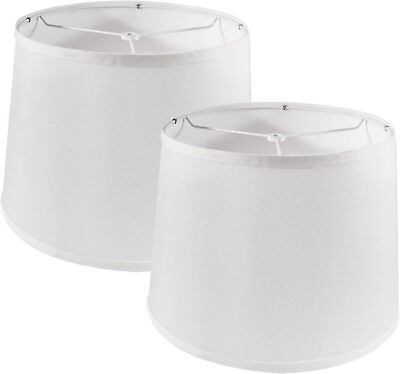 #ad Lamp Shades Set of 2 11quot;x13quot;x10quot; Large White Lampshades Drum $56.28