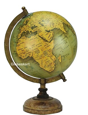 #ad EDUCATIONAL ANTIQUE GLOBE WITH BRASS ANTIQUE ARC AND WOODEN BASE WORLD GLOBE $98.39
