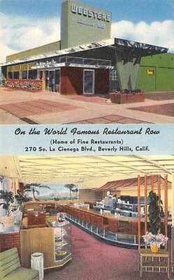 #ad WEBSTER#x27;S LA CIENEGA Roadside Diner Pies LOS ANGELES Beverly Hills 1940s Linen $7.49