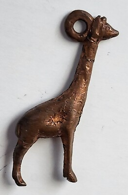 #ad Vintage Celluloid Premium Cracker Jack Prize Giraffe Copper Clad Charm $3.50