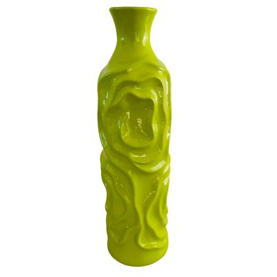 #ad Urban Trends Ceramic Round Cylindrical Vase Wrinkled Sides Apple Green $34.99