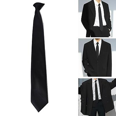 #ad Black Clip On Tie Security Tie Doorman Steward Matte Tie Funeral Black $3.05