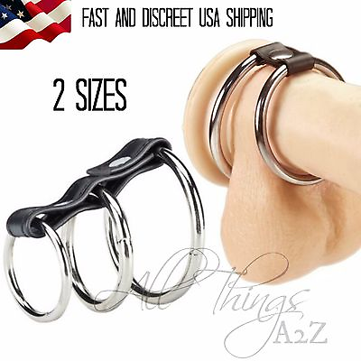 #ad Strict Male Cock Ring Enhancer Gates of Hell Leather Metal Chastity Bondage BDSM $8.95