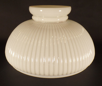 #ad New 10quot; Opal White Milk Glass Ribbed Student Lamp Shade Low Top USA Made SH005 $104.28