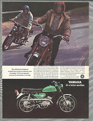 #ad 1970 YAMAHA CS 3C Motorcycle advertisement one great turn print ad C $10.50