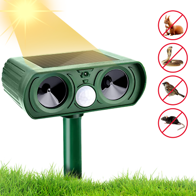#ad PK Animal Repeller Ultrasonic Solar Power Outdoor Pest Cat Mice Deer Sensor $12.29