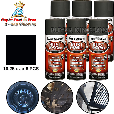 #ad Automotive Flat Black Finish Rust Converter Rust Reformer Spray Coat 10 Oz 6 Pcs $71.66