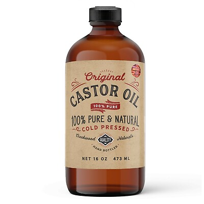 #ad Castor Oil 100% Pure Cold Pressed in Glass Bottle Hair Skin $17.94