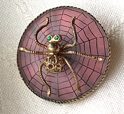 #ad Antique Victorian Insect Spider Brooch Rare and Unusual Camphor Glass $124.99
