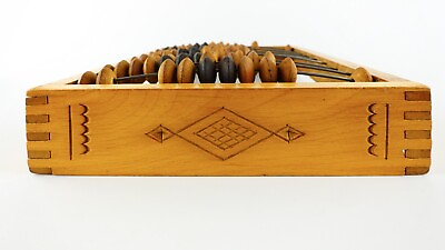 #ad Vintage Soviet Wooden Abacus Accountan 9.5 х 6.5quot; USSR. Decorated with carvings $52.00