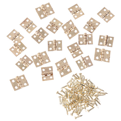 #ad 20x Cabinet Door Hinges Brass Plated Mini Hinge Small Decorative JewelryY $7.31