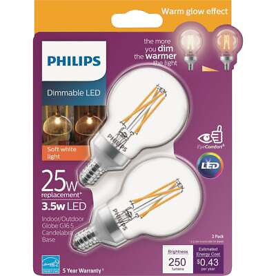 #ad Warm Glow 2pk 25w G16.5cn Led Bulb 536714 Pack of 5 Philips Warm Glow 536714 $29.49