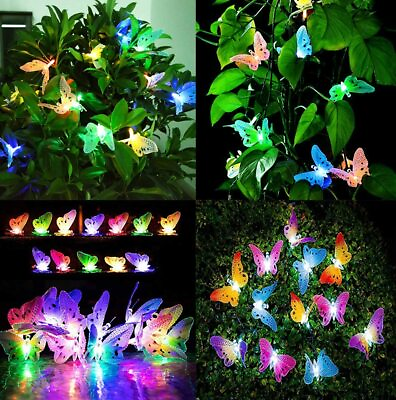 #ad 2PCS LED String Light 20 LEDs Fairy Butterfly Lights Christmas Outdoor Lighting $15.48