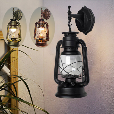 #ad Vintage Rustic Outdoor Wall Sconce Lantern Lamp Retro Antique Light Fixture E27 $23.49