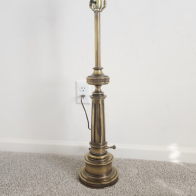 #ad Vintage Mid Century Chio Italy Or Stiffel Solid Brass amp; Black Enamel Lamp 30quot;H $150.00