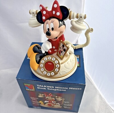 #ad Vintage Disney Desk Telephone Minnie Mouse Collectible W Box $114.99