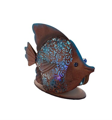 #ad Ultimate Innovations Outdoor Solar Scroll Rustic Copper Fish. Blue. U8 $22.99