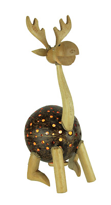 #ad Scratch amp; Dent Rustic Moose Wood and Coconut Shell Statue $28.55