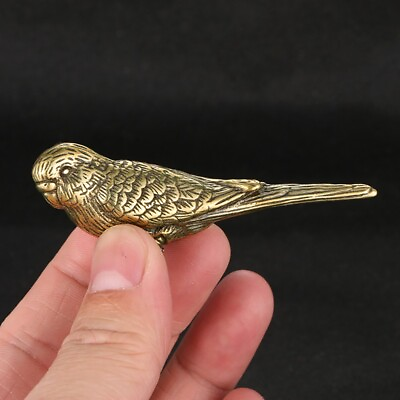 #ad Asian Antique Brass Animal Parrot Statue Collection Decoration $13.19