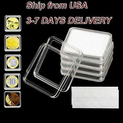 #ad #ad USA STOCK 100Pcs Single Square Plastic Coins Capsule Box Storage Protector $9.99