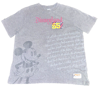 #ad Disneyland Resort Mens Short Sleeve Mickey 55 T Shirt Gray RN#84167 100% Cotton $19.99
