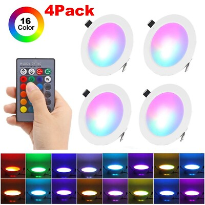 #ad Dimmable LED Recessed Light 3W RGB Ceiling Panel Downlight 16Color Changing Lamp $36.59