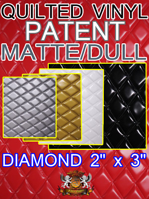 #ad Quilted Vinyl Patent MATTE DULL Diamond 2quot;x3quot; With 3 8quot; Foam Backing Upholstery $23.99