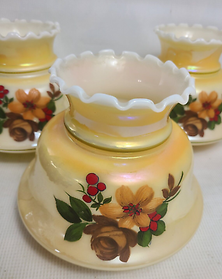 #ad #ad Vintage 3 HP Lusterware Floral Hurricane Ruffled Top Ceiling Fan Lamp Shades $59.95