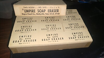 #ad Vintage Empire Soap Eraser Full Box of 24 NEW NOS SOFT 2quot; x 1quot; x .5quot; #2470 RARE $45.00