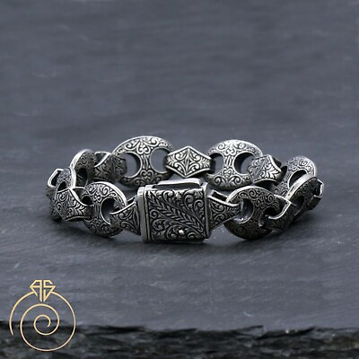 #ad Mens Silver Antique Chain Link Bracelet For Men Boyfriend Birthday Gift Husband $408.45