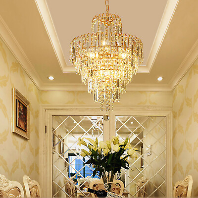 #ad Modern Crystal Chandelier Luxury Pendant Light LED Ceiling Lamp Lighting Gold US $51.88