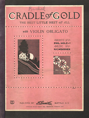 #ad Cradle Of Gold 1922 Buffalo NY Piano Vocal Violin Obligato Vintage Sheet Music $5.99