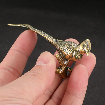 #ad Chinese Brass Syrmaticus Figurine Bird Statue Home Ornaments Animal Figurines $9.00