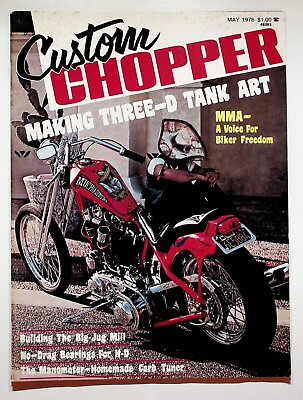 #ad 1976 May Custom Chopper Motorcycle Magazine Biker Freedom MMA Tank Art Jaws II $19.95