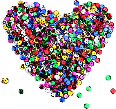 #ad 10000Pcs Bulk Craft Cup Sequins Mixed Colors and Sizes Sequins and Spangles Cr $8.55