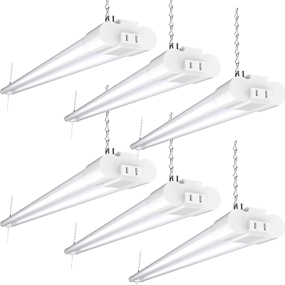 #ad Sunco 6 Pack LED Workshop Garage White Shop Light 4FT Plug in Linkable Utility $98.99