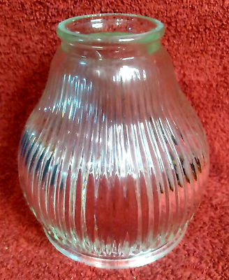 #ad Vintage 5quot; Tall Clear Glass Lamp Shade Ribbed Diffuser 2 1 8quot; Fitter 4quot; bottom $12.50