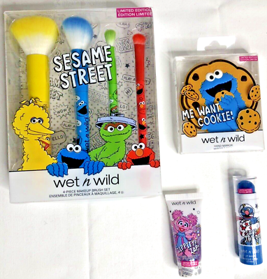 #ad Sesame Street Wet n Wild Lot Elmo Cookie Monster Big Bird Make Up Brush Mirror $24.00