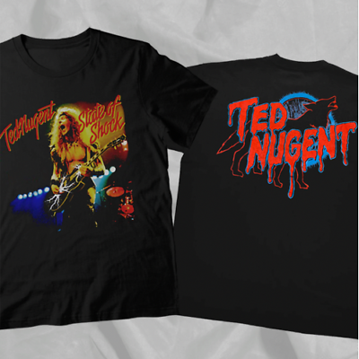 #ad Ted Nugent State Of Shock 90s Black Rare Vintage Double Sided T Shirt S 5XL $19.99