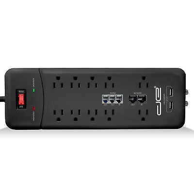 #ad 10 Outlet Surge Protector 25FT Black $114.94