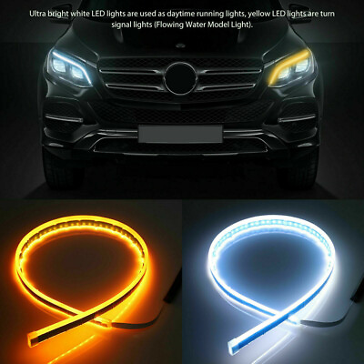 #ad 2x Flexible 60cm LED Car Headlight Slim Strip Lights DRL Turn Signal Lamps Amber $10.59