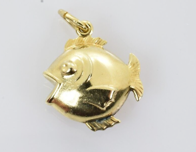 #ad Vintage 3D Fish Charm in 9k Yellow Gold $127.49
