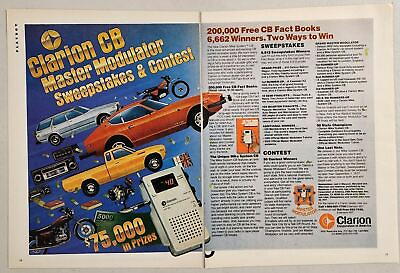#ad 1977 Print Ad Clarion CB Radio Contest 3 Datsun Prizes LawndaleCalifornia $18.88