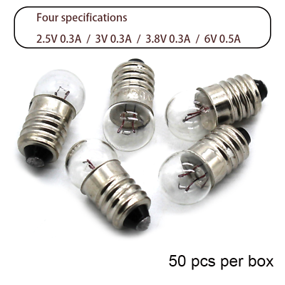 #ad 50 Pcs Miniature Screw Base Light Bulbs 2.5 3 3.8 6V 0.3 0.5A Mini Light Bulbs $7.69