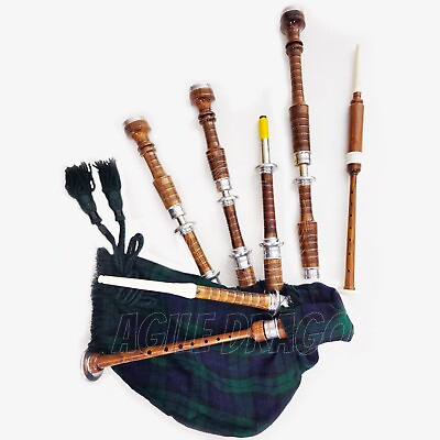#ad Full Size Great Highland Scottish Bagpipe’s Rosewood Natural Finish Silver Mount $129.99