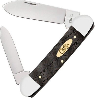 #ad Case XX Canoe Pocket Knife Tru Sharp Steel Blades Black Smooth Curly Oak Handle $84.99