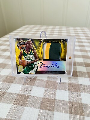 #ad 2013 14 Panini Spectra Gary Payton HOF RARE Game Used Patch Auto Gold 10 $699.00