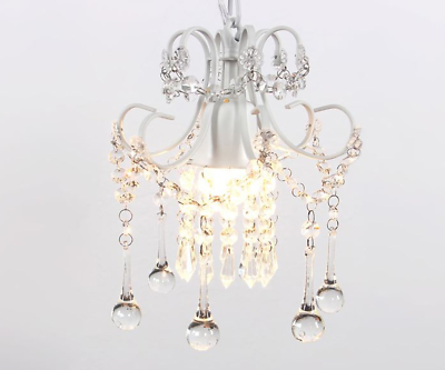 #ad Mini Style Crystal Chandelier Pendant Light White1 Light $36.64