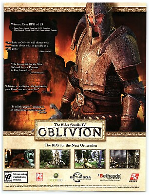 #ad 2005 Elder Scrolls IV Oblivion Print Ad Bethesda Game Studios Best RPG of E3 PC $11.50
